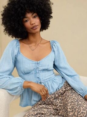 Aerie Long Sleeve Peplum Top